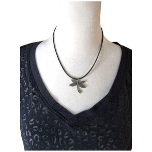 Vintage Silver Tone Dragonfly Chocker Adjustable 7.5"-8.75" Necklace